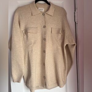 Wilfred Free Aritzia Beige Button Front Knit Shirt Jacket Size S